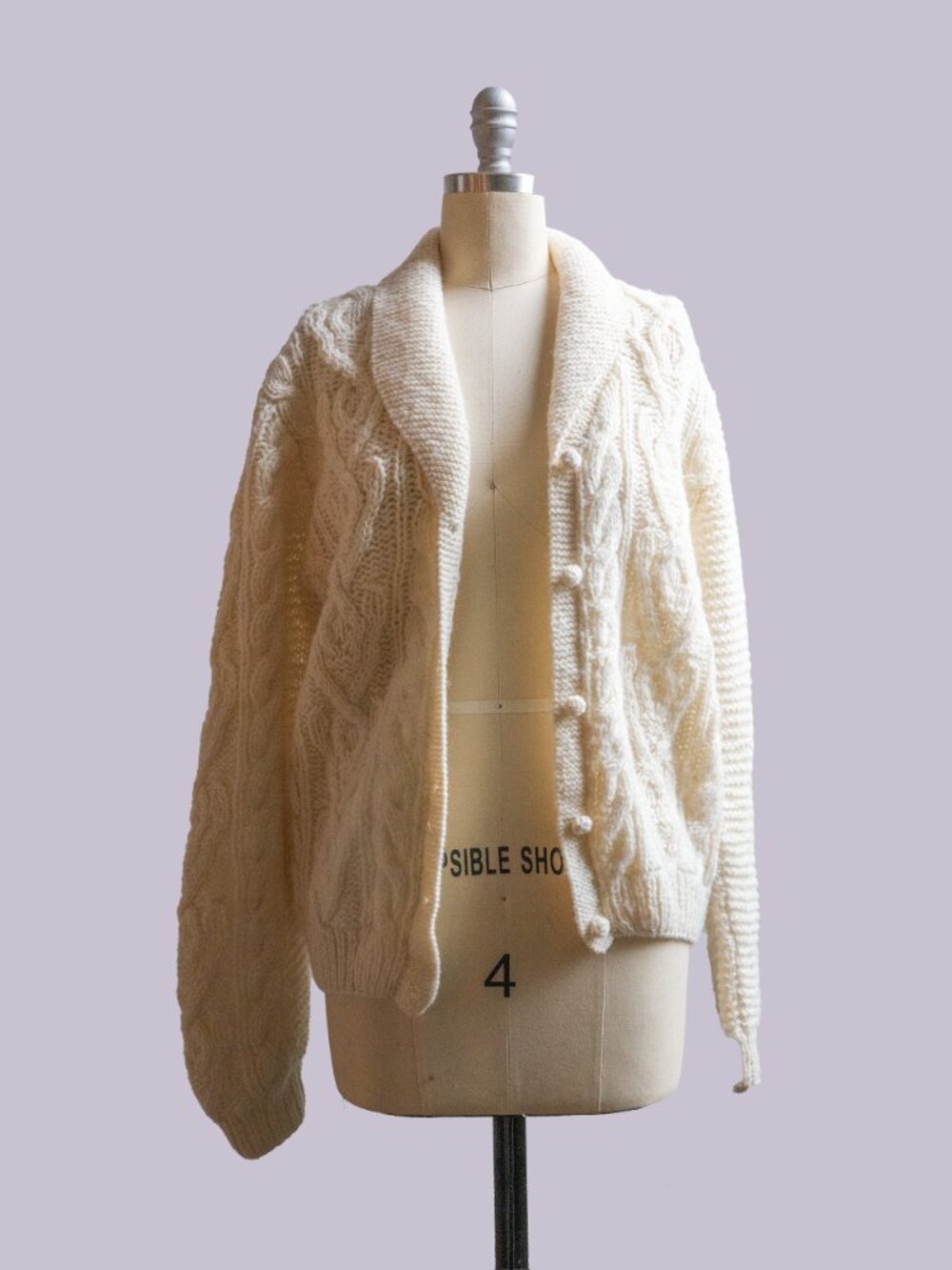 Vintage J. Crew L Wool Cream Knit Cardigan Sweater